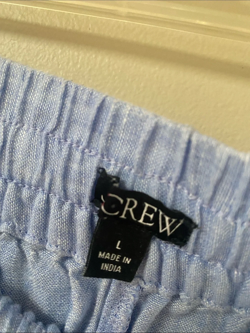 J. CREW Blue Linen Seaside pants Cropped Wide Leg Size Large